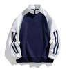Men's Breathable Casual Sweatshirt, Sporty Color-blocked Half-zip Sweatshirt Stand-up Collar Long Sleeves