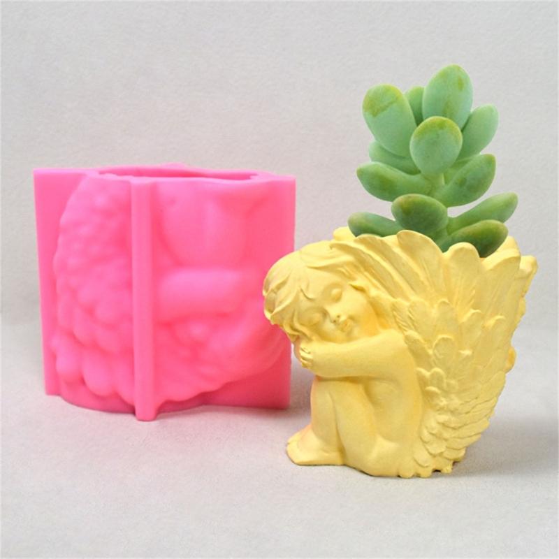 Succulent Planter Mold Girl Flower Pots Silicone Mold DIY Candle Pen Holder Mold Makeup Holder Epoxy Resin Moulds
