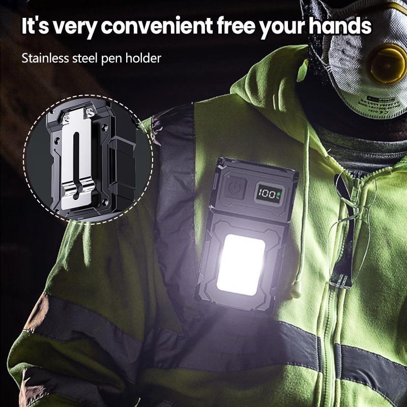 2/1 Stück Tragbare Taschenlampe 1200mAh Superhell MINI USB Wiederaufladbare LED Heckmagnet Taschenlampe mit COB Notlicht für Camping Wandern