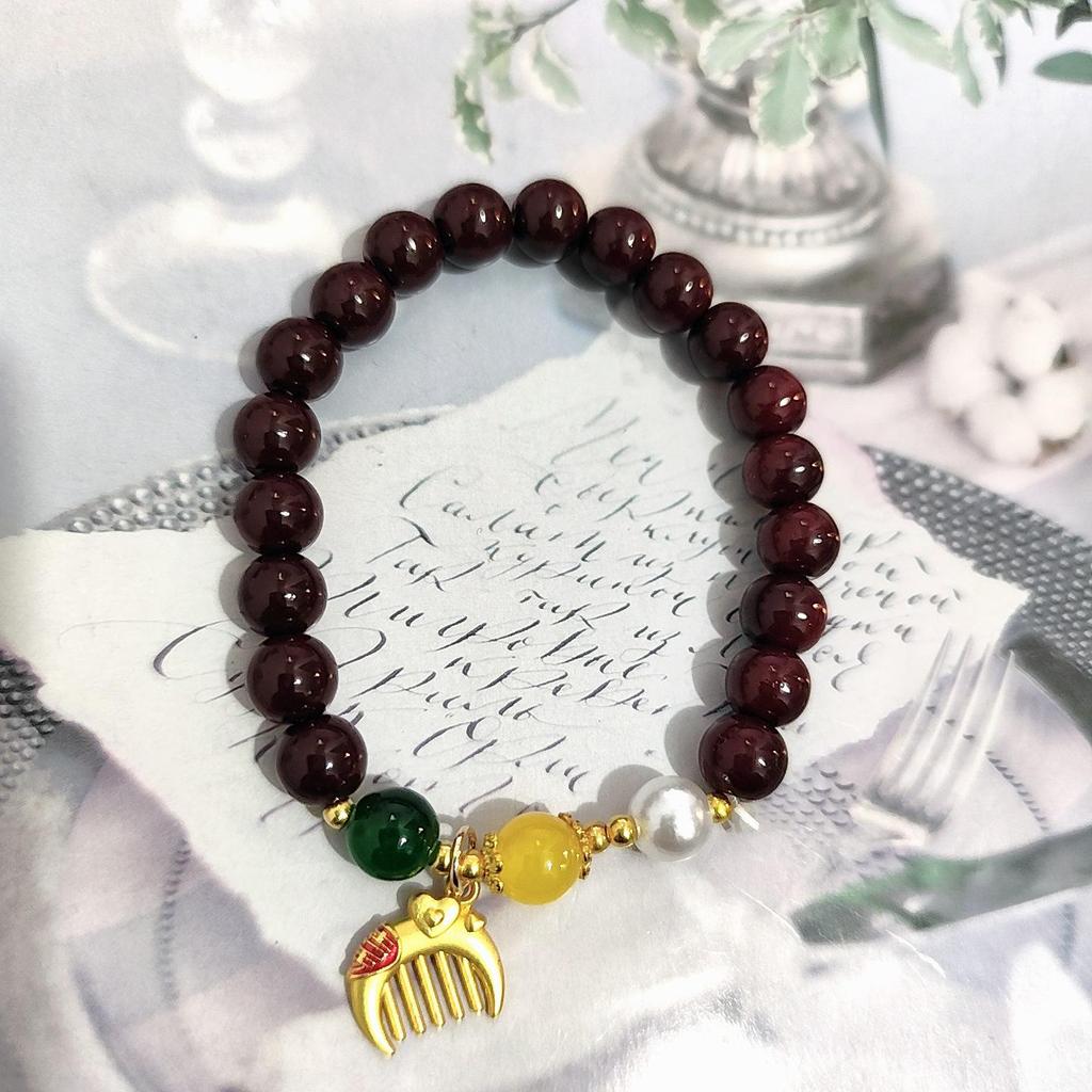 New Women's Mori Style Butterfly Glass Bracelet with Colorful Crackle Beads