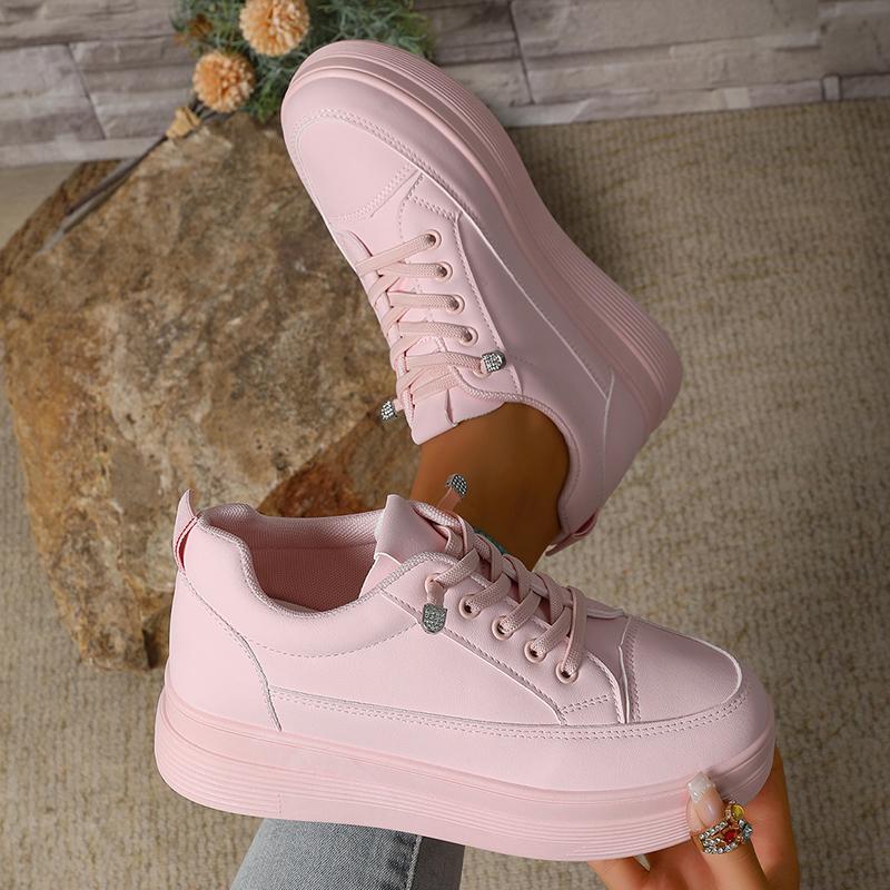 Fashion Plus Size Fashion Pink Platform Sneakers for Women 2025 Autumn Non Slip Thick Sole Vulcanized Shoes Woman Casual Sports Sneakers
