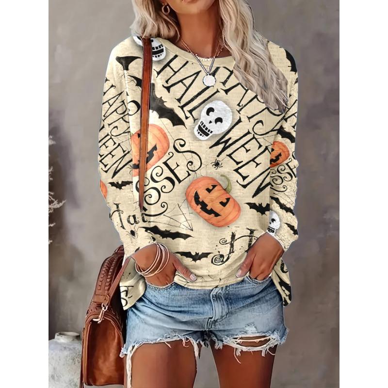 Sudadera de Halloween para Mujer Diseño Redondo Manga Larga Holgada Casual Otoño Gradiente Telaraña Divertido Estampado de Patrón Tops
