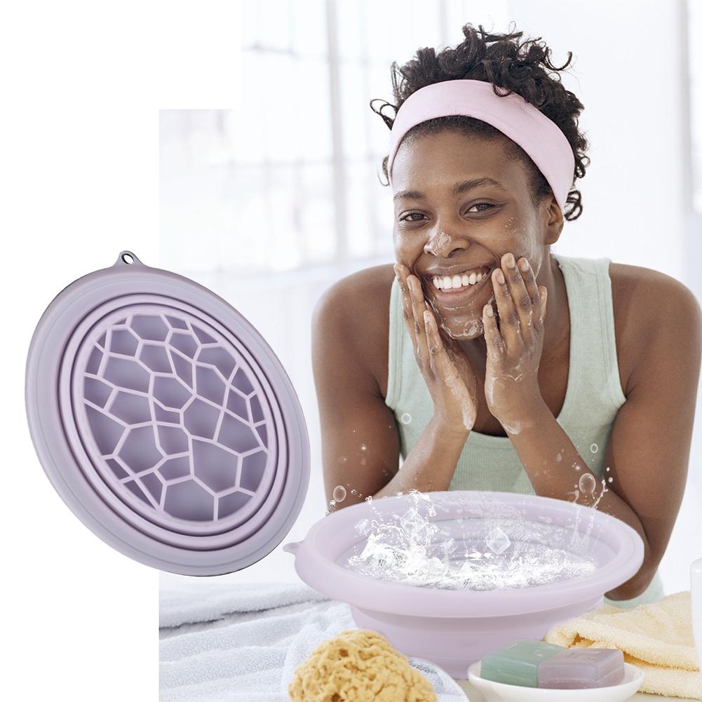 Silicone Ice Facial Folding Washbasin with Ice Tray Collapsible Ice Water Face Cold Plunge for Home Ice Water Facials