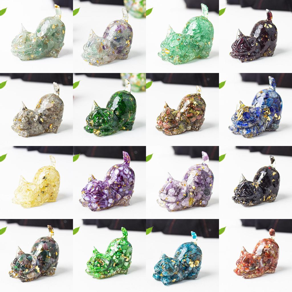 Crystal Resin Cat Figurine With Bright Colors For Home Office Decor And Gift Ideas