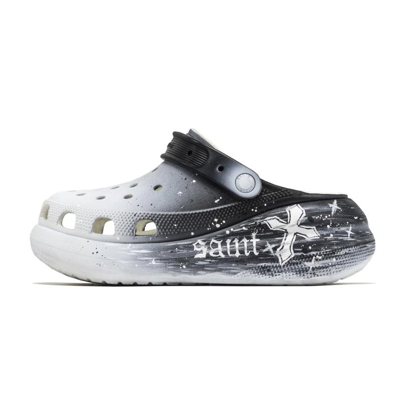 

Crocs Crush Clog EVA Gothic Trend Graffiti Street Unique Shadow Witch Hole Shoes Unisex Grey Black 43-44
