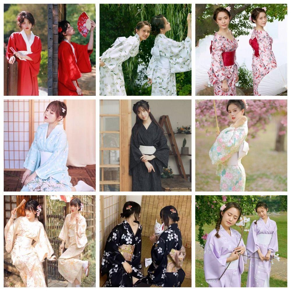 Fille Sakura Style Japonais Robe Kimono Élégance Style Japonais Yukata Peignoir Fête