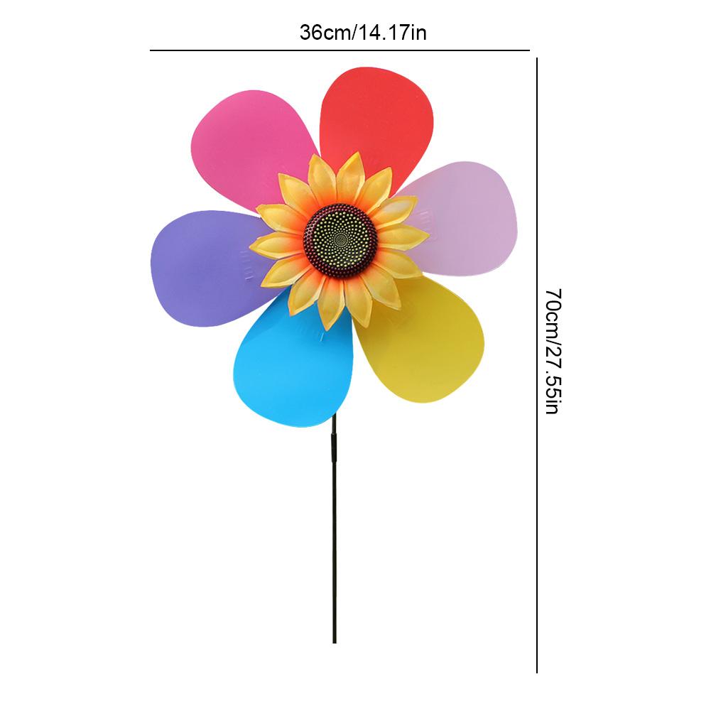 Colorful Windmill Rotating Sunflower Wind Spinner Stake Standing Lawn Flower Pinwheel Outdoor Party Garden Yard Decor Kids Toys