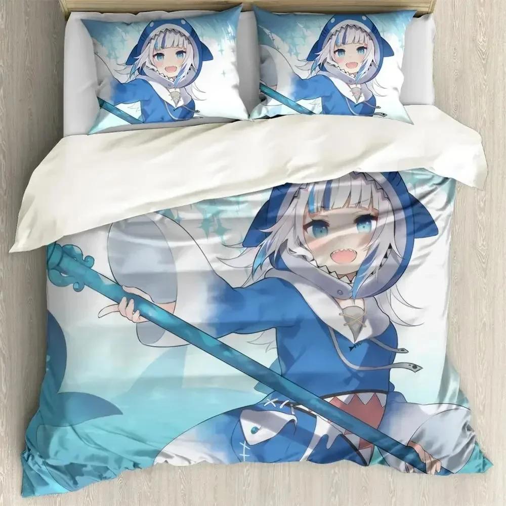 Anime Hololive EN Gawr Gura 3D Printed Bedding Set Duvet Covers Pillowcases Comforter Bedding Set Bedclothes Bed Linen