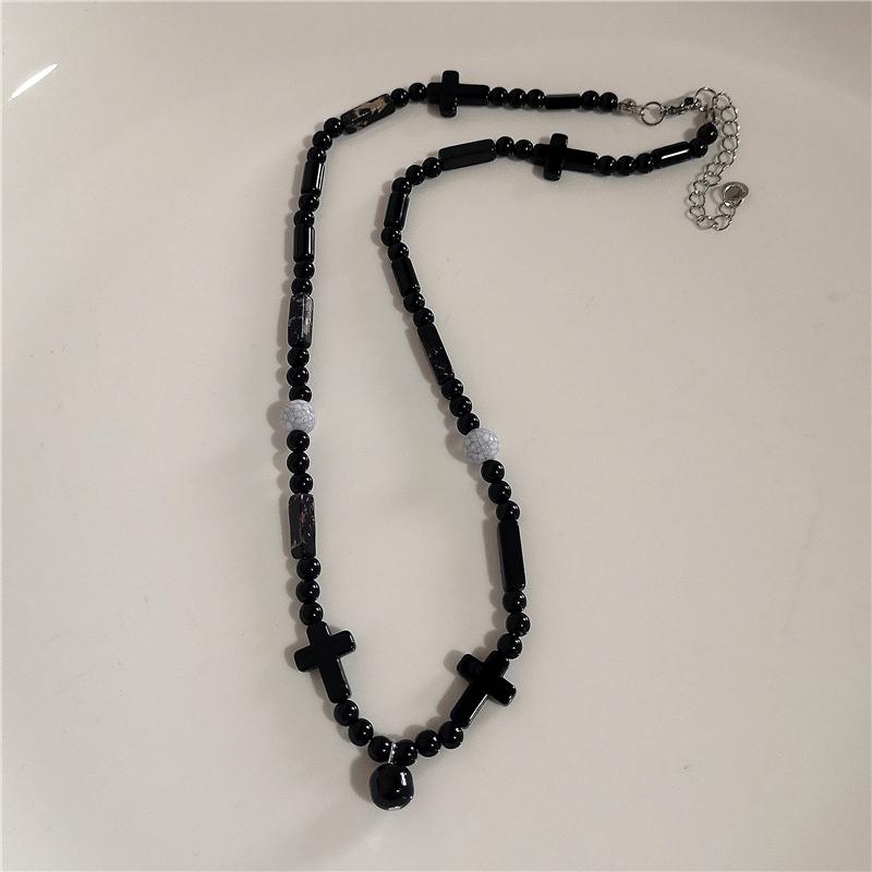 Kpop Goth Vintage Aesthetic Y2K Star Pendant Beaded Silver Color Chain Necklace Women Men Cool Grunge EMO 2000s Jewely Accessory