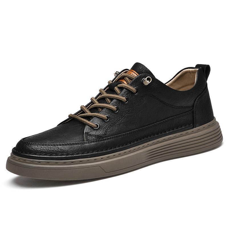 

Large size teen low-top lace-up casual sneakers couple outdoor fashion trend round head small leather shoes 36