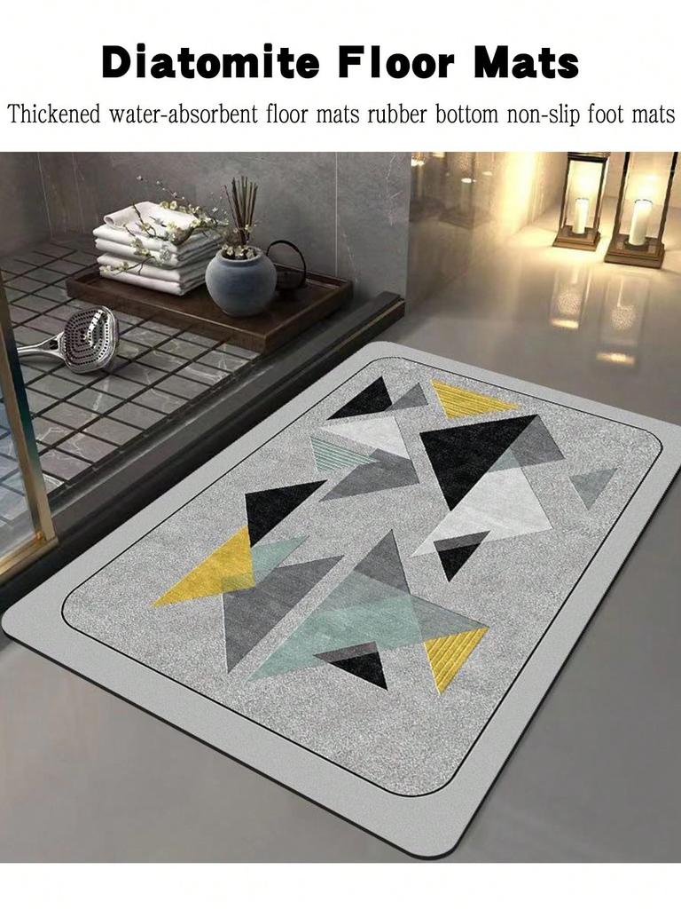 Diatomite Floor Mat  Absorbent Rubber Non-Slip Foot Mat Light Bathroom Doorway Dirt-Resistant Quick-Drying Entry Door