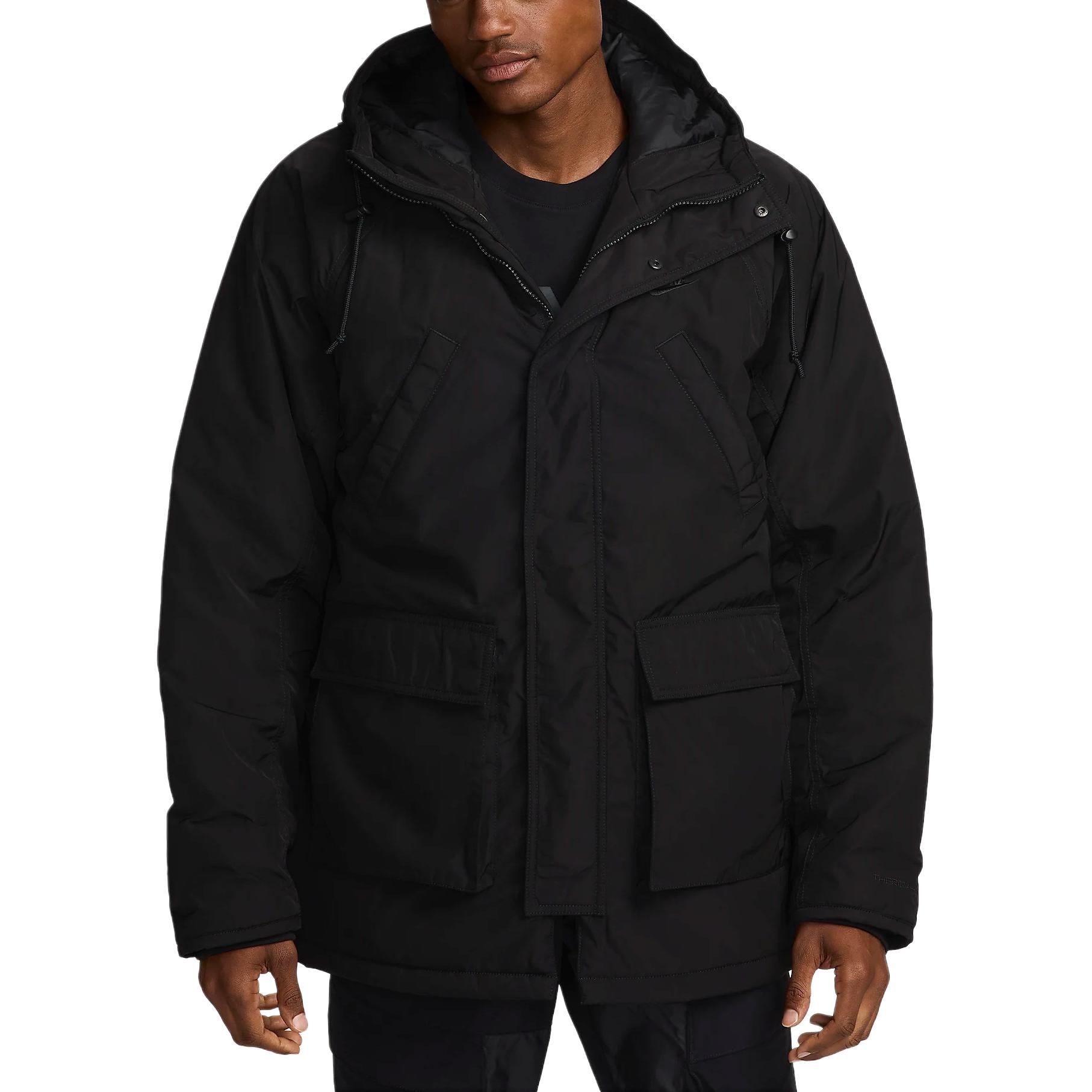 

Nike Спортивная одежда Клуб Therma-FIT Теплая Водонепроницаемая Удобная Парка с длинным рукавом Мужская верхняя одежда Черная FZ0869-010 XL