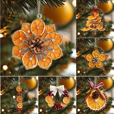 Ornements Décoratifs Créatifs de Personnalité Acrylique Orange Sec Pendentif Décoratif Clé de Rétroviseur de Voiture
