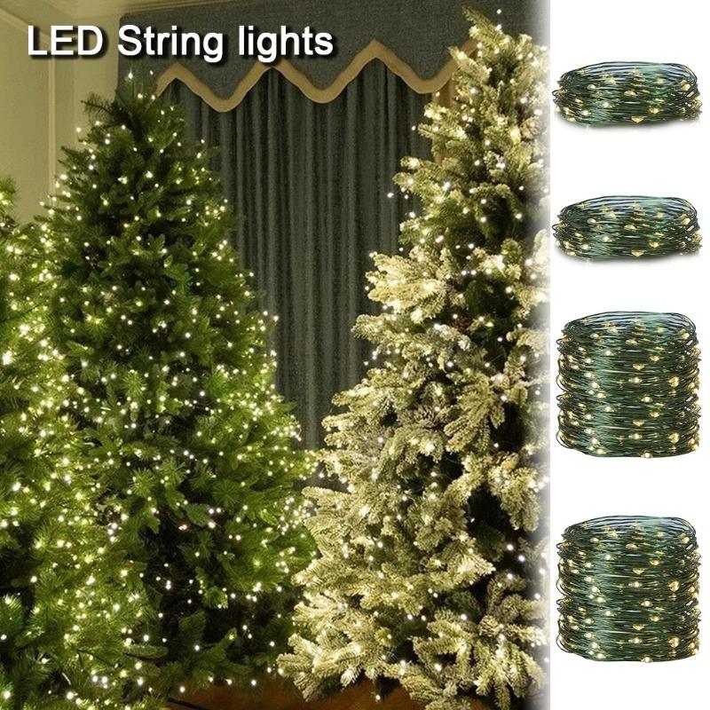 Durable 10/20/30/40/50M LED String Lights Remote Control Green Copper Wire New Year Lamp Christmas Tree Decoration Lights
