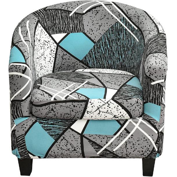 ele ELEOPTION Stretch Club Chair Slipcover 2-Piece Tub Chair Cover Non Slip Furniture Protector with Elastic Bottom Super Soft Couch Cover for Hotel