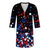 Dresses For Women Casual V Neck Casual Three Quarter Sleeve Dress Button Sundress