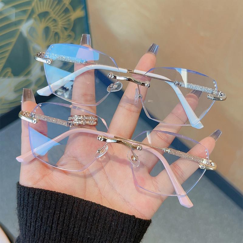Rimless Square Reading Glasses Blue Light Blocking Computer Eyeglasses Fashion Reader Women Men Eyewear