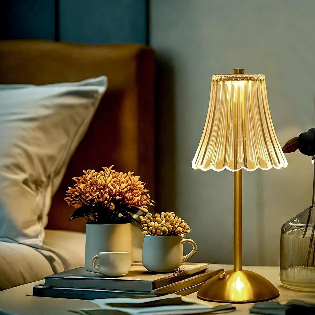 Crystal LED Table Lamp Touch Sensor Desktop Night Light Rechargeable Reading Lamp for Bedroom Bedside Hotel Bar Decor Dimmable