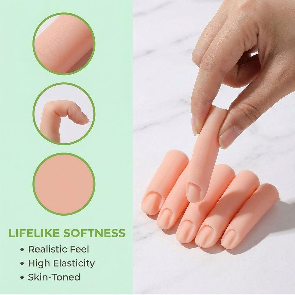 5Pcs/Set Display Stand Silicone Practice Fingers Silicone Nail Art Practice Hand  Manicure Training