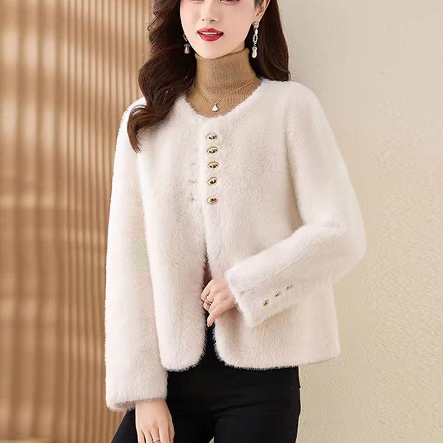 

Шикарная куртка из искусственного меха норки, зимнее повседневное короткое пальто, мягкая верхняя одежда для дам M белый