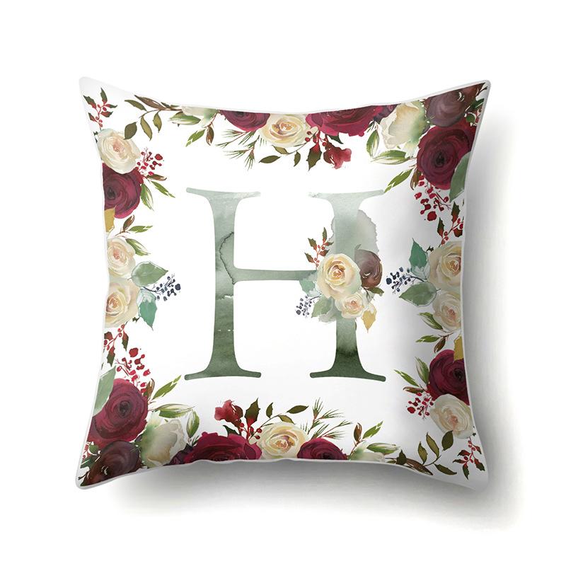 Polyester Pillowcase American Retro Flower Plant 26 English Letter Cushion Cover Car Pillowcase