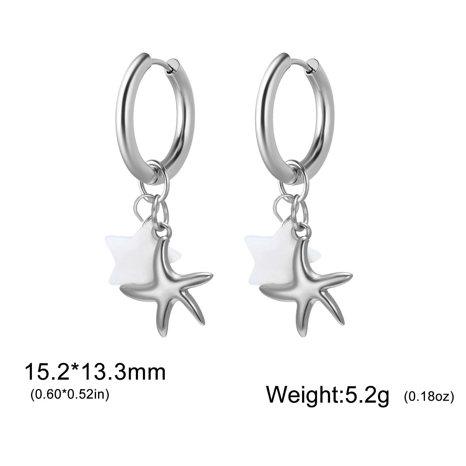 

My Shape Star Starfish Drop Earrings Stainless Steel Simulated Pearl Hoop Earring for Women Girls Birthday Party Jewelry Gifts