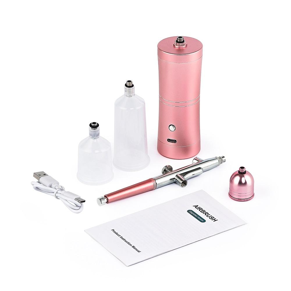 Portable 0.3mm Black Single Action Airbrush Mini Air Compressor Kit Nano Fog Mist Spray Gun for Cake Makeup Nail Art Tools