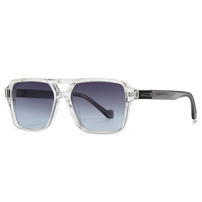 

New Fashion Double Bridges Square Sunglasses Women Retro Rivets Blue Shades UV400 Protection Gradient Sun Glasses
