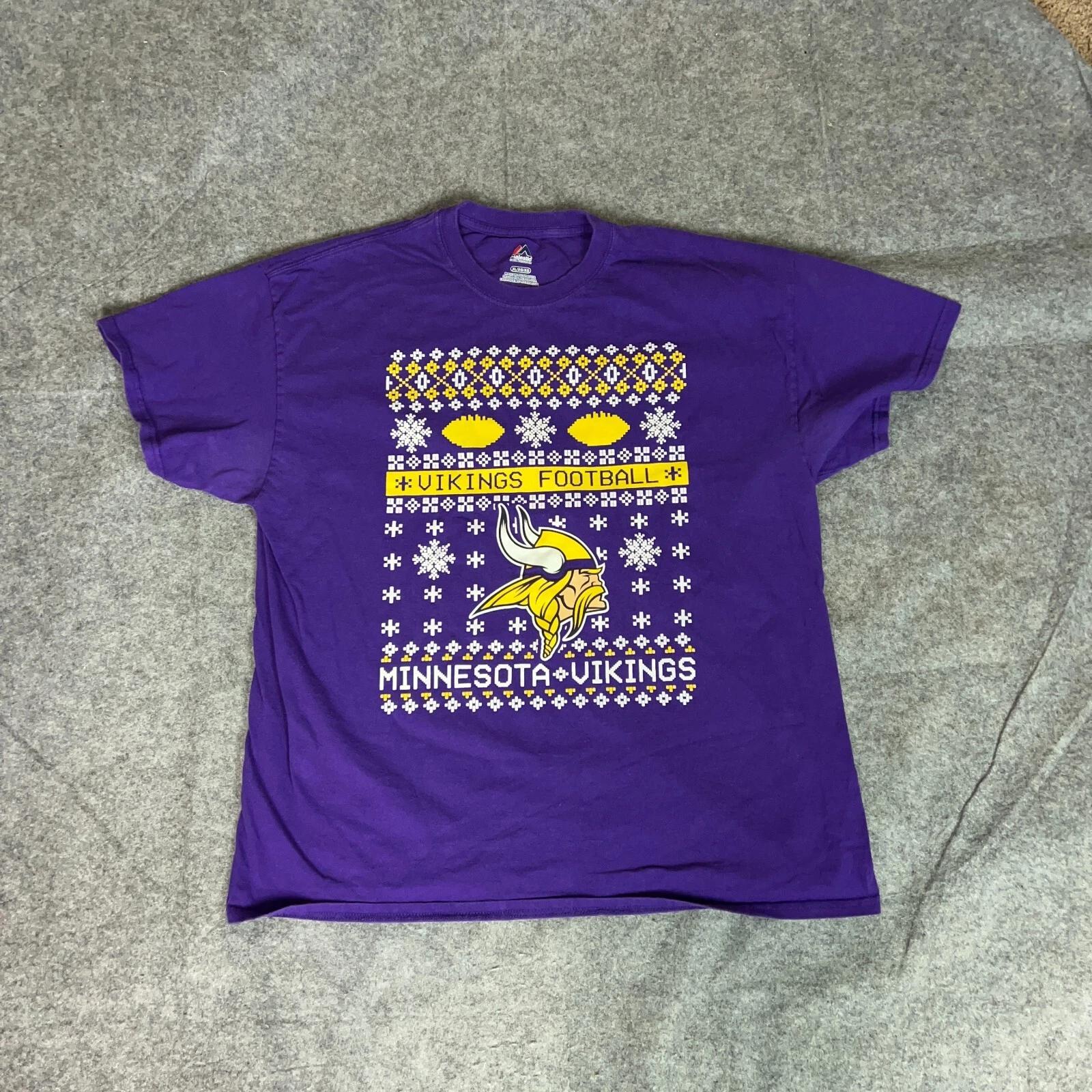 Minnesota Vikings Mens Shirt Extra Large Purple Gold Tee T Winter Holiday NFL L