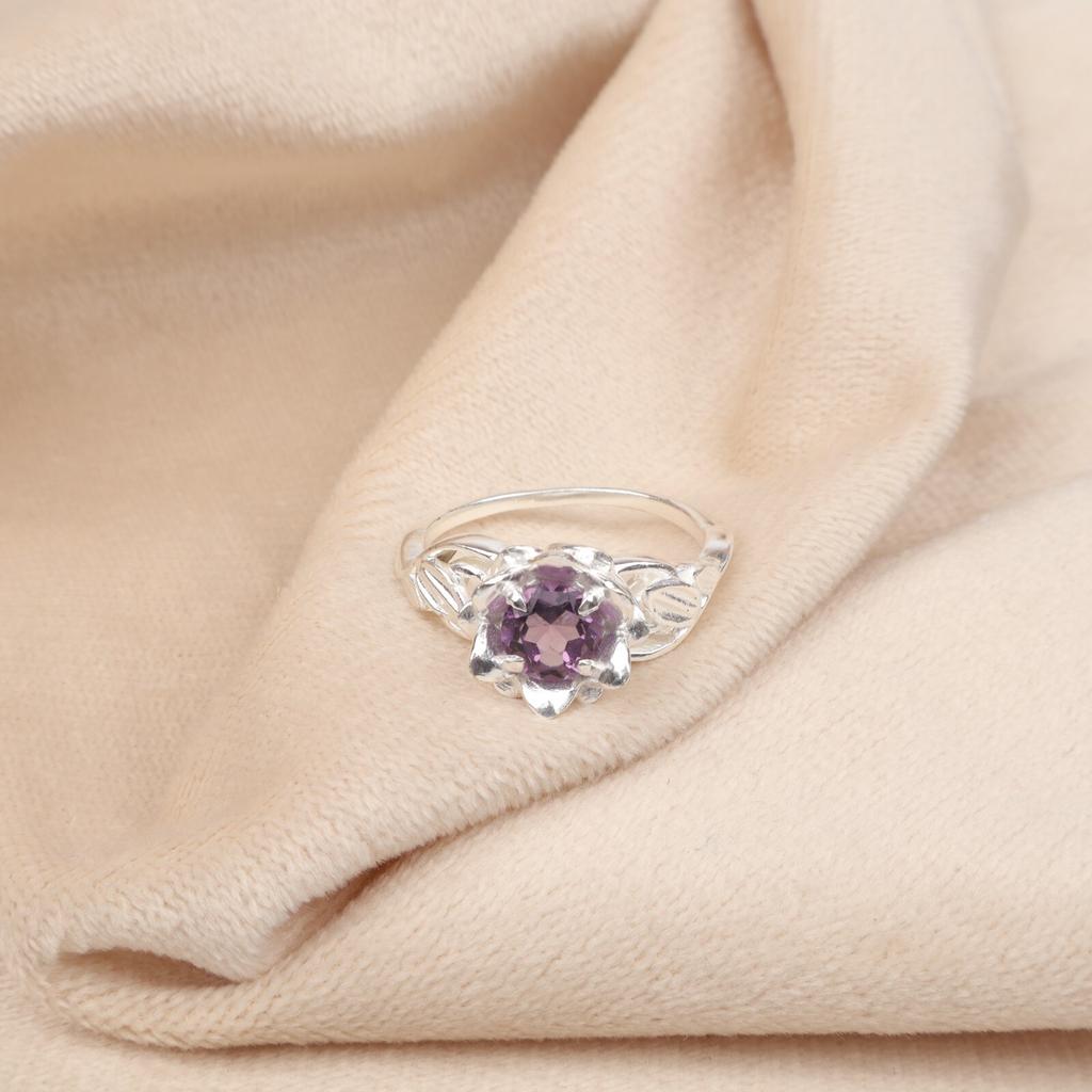 Amethyst Gemstone 925 Sterling Silver Stylish Jewelry Engagement Ring For Women CZR-2-10