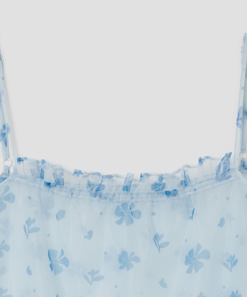 Taibseobiseu Mesh Ruffled Layered Dress [Blue]