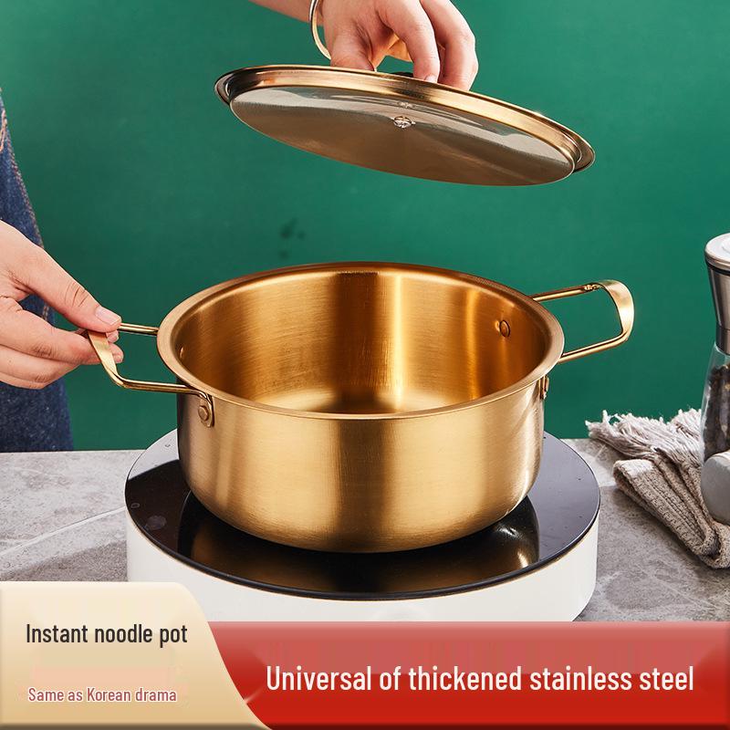 Korean Style Instant Noodle Cooking Pot - Single Serve Ramen Soup Bowl