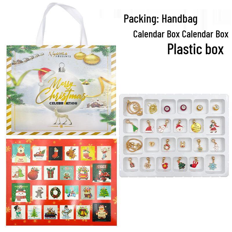 Surprise Christmas Platinum Gift Box: Children's Creative Beaded Bracelet 24-Day Countdown Calendar Blind Box