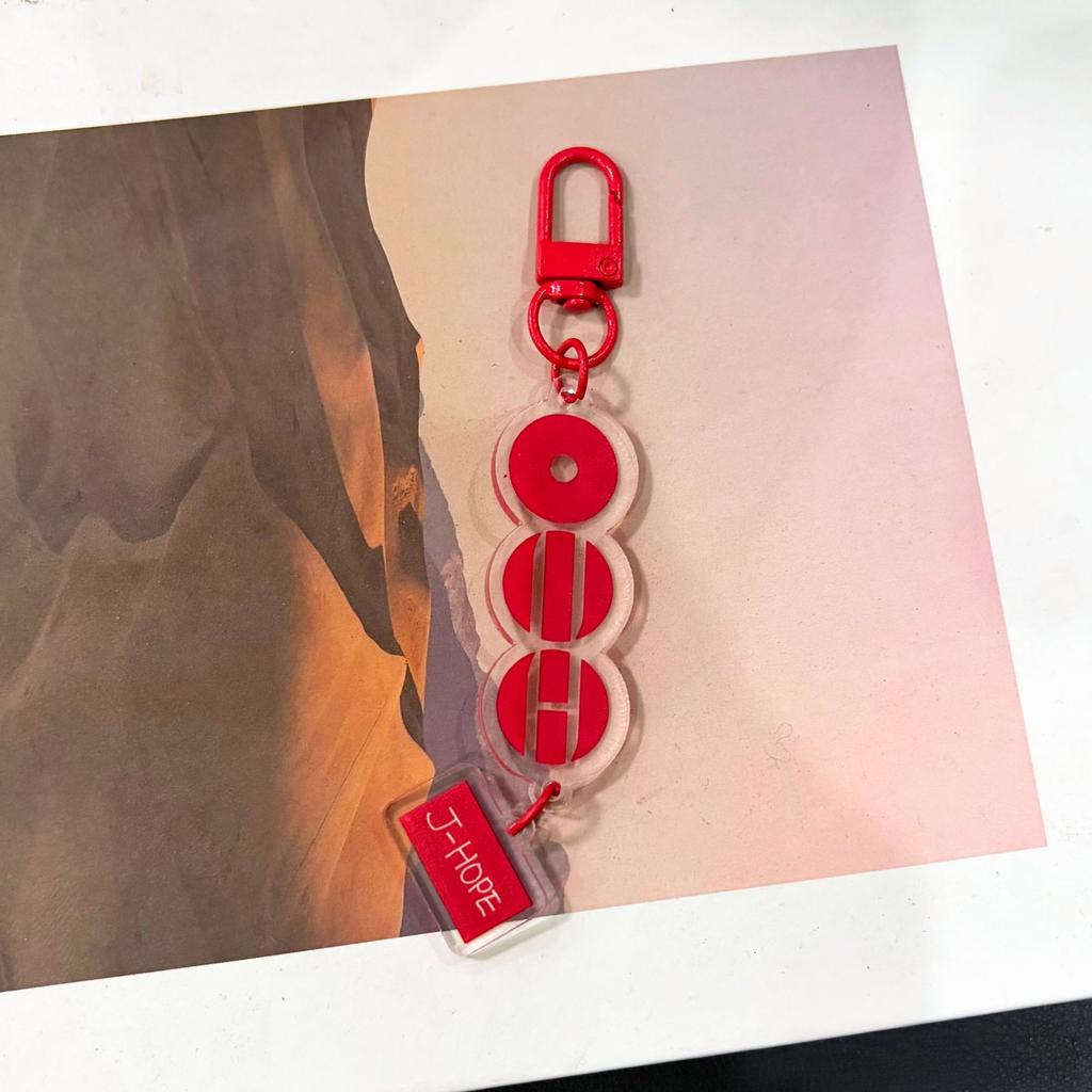 7 Stück BTS Mitgliedersignatur Acryl Schlüsselanhänger, Roter Scheiben Anhänger Schlüsselanhänger mit Namensschild, Kpop ARMY Fans Tasche Zubehör