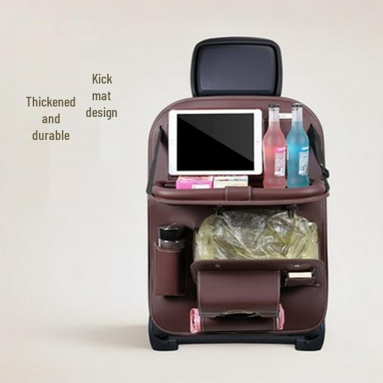 Cartoon Car Seat Back Organizer & Kick Mat with Leather Finish