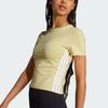 Adidas Essentials Slim Striped Round Neck Pullover Fitted Short Sleeve T-Shirt Women T-Shirts Powder-Yellow White JE1246