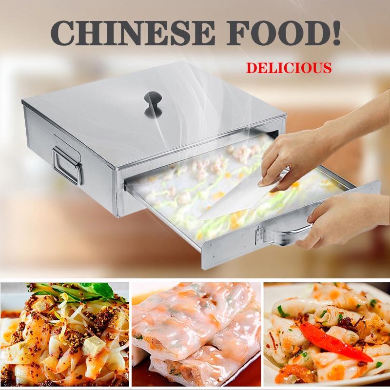 301 Grade Stainless Steel Rice Noodle Roll Steamed Jiaozi Bun Steam Machine Household Vermicelli Roll Steaming Furnace Steamer Silvery New