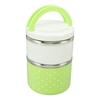 Bento Lunch Box Stainless Steel Lightweight PP Housing Double Layer Anti Leakage Food Lunch Container for Student Green