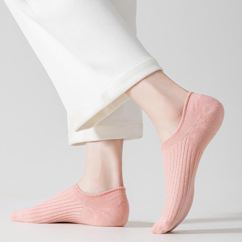 Damen Sommer Dünner Stil Einfarbig Flacher Ausschnitt Fällt Nicht Ab mit Unsichtbaren Socken
