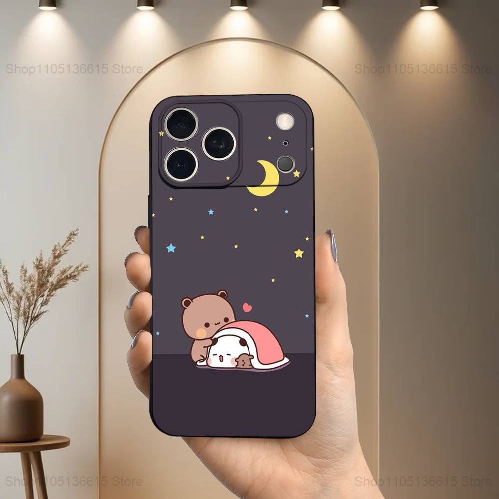 Cute B-BuBu D-DuDu Phone Case For iPhone 17,16,15,14,13,12,11,Plus,Pro Max,XS,X,XR,SE,Mini,8,7,Soft Silicone Black Cover