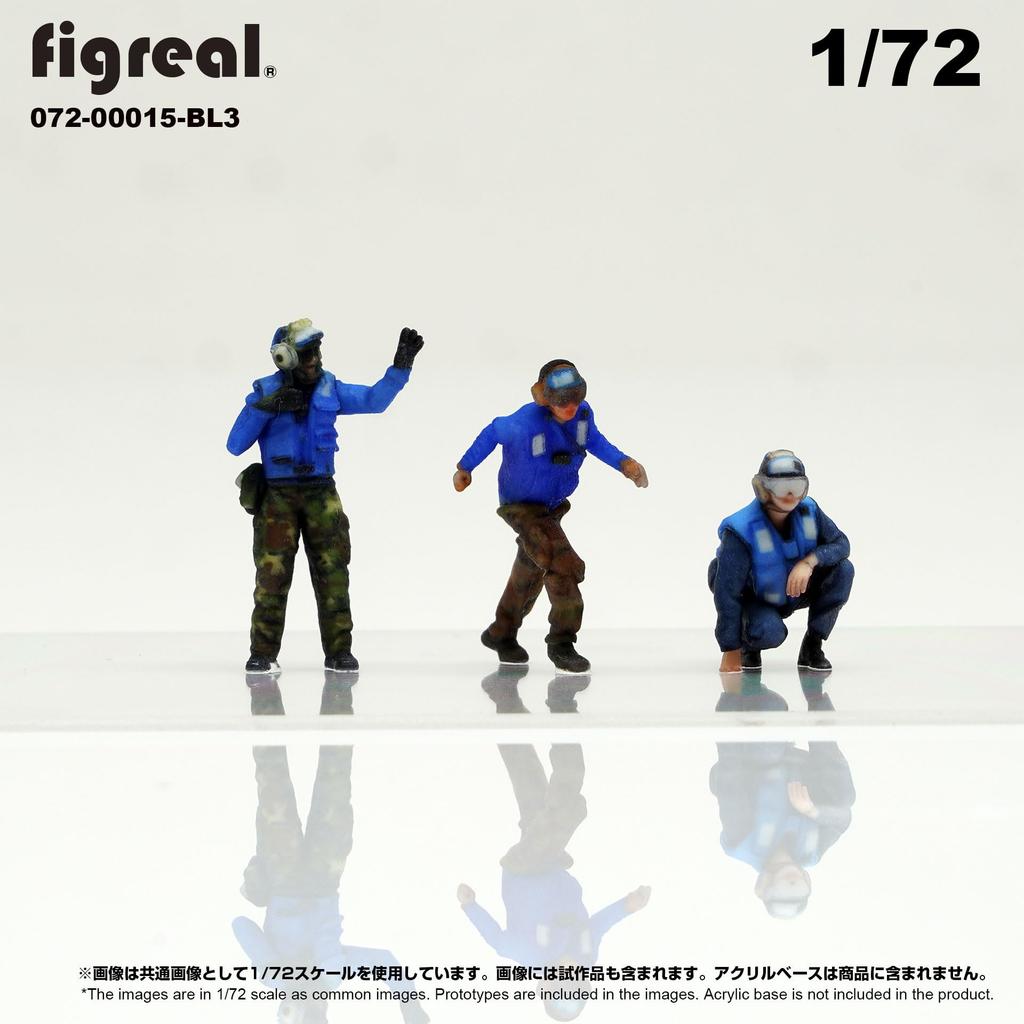 Figreal 172 USA. MARINE (1) BL3 3-teiliges vorgemaltes Figurendeck Worker U.S.. Marine Flugdeck Crew Regenbogen Gang Blau