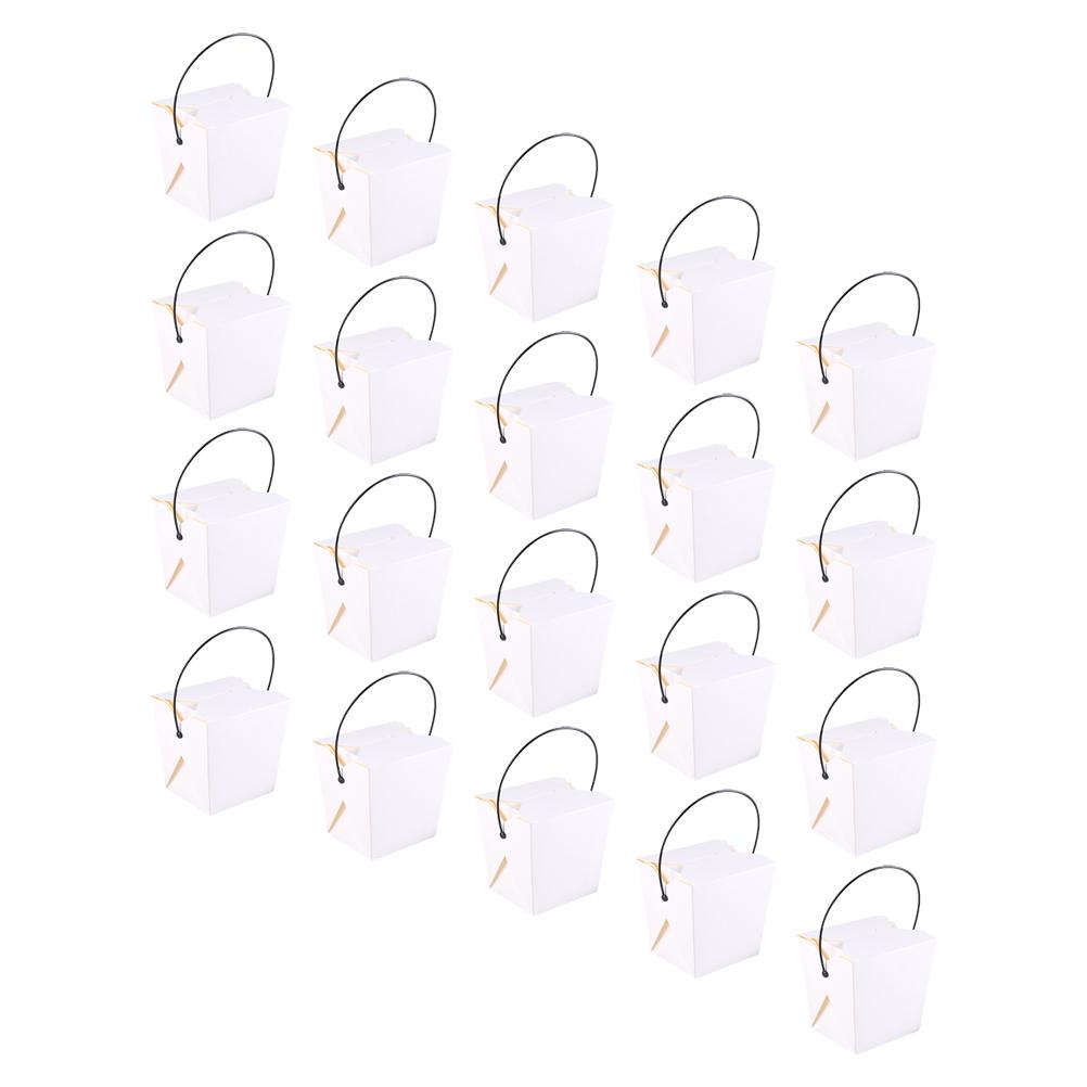 20 Pcs Portable Take out Snack Boxes High Grade Paper Food Containers for Chinese Take Out Baked Fried Snacks Safe for Popcorn