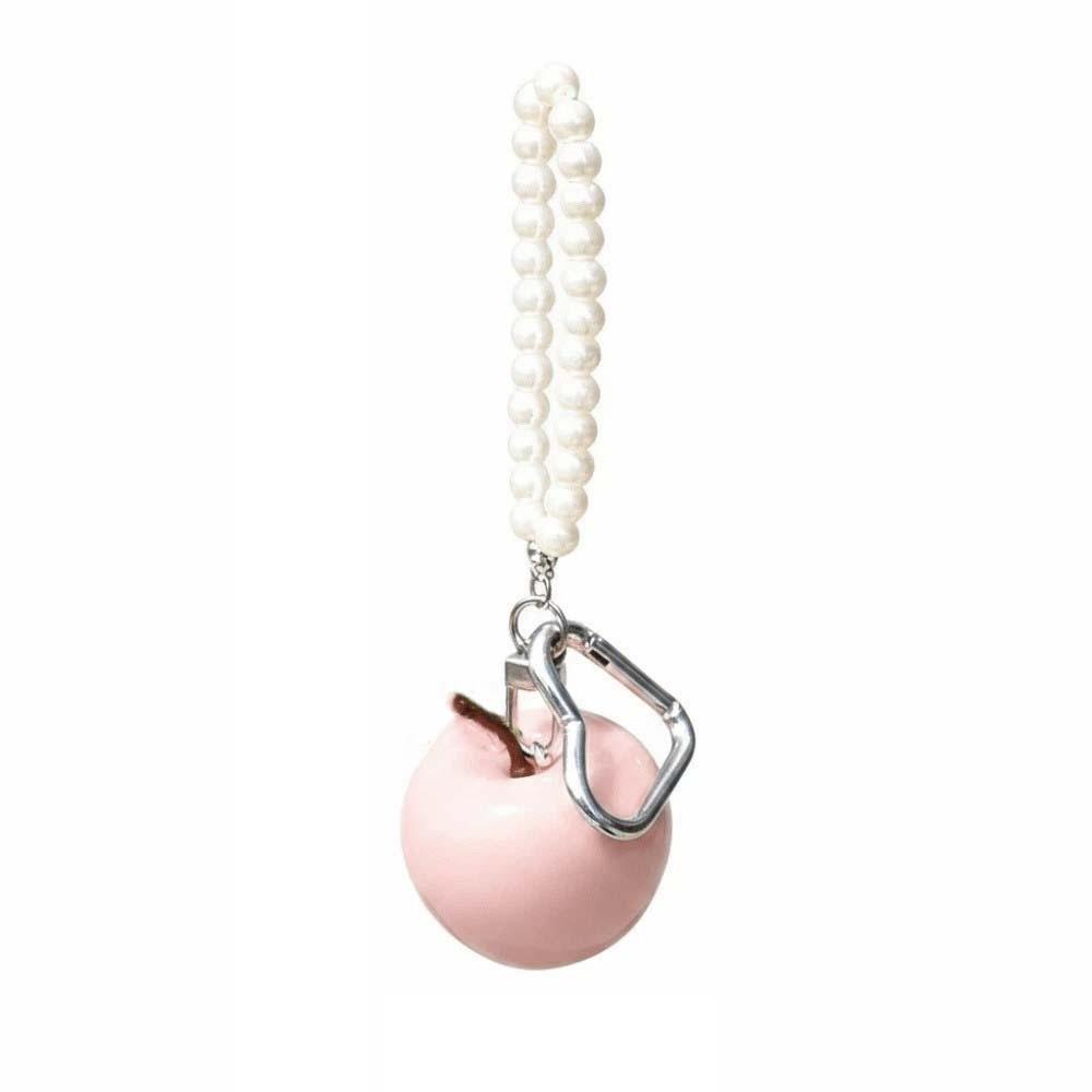 Red Fruit Bag Charm Resin Craft Pearl Key Ring Heart Pendant Fruit Key Chain Holiday Party