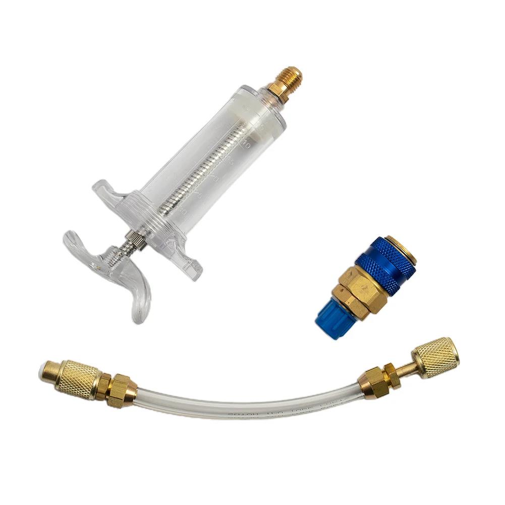 For R134a Compatible 30ml Oil Injector Low Side Quick Switch For HVAC Services Professional 1/4 Inch SAE Connection ToolGood product