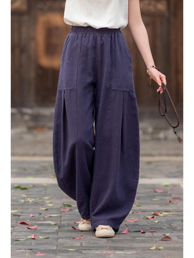 2026 Spring/Summer Artistic Cotton Linen Women's Slimming Casual Lantern Pants