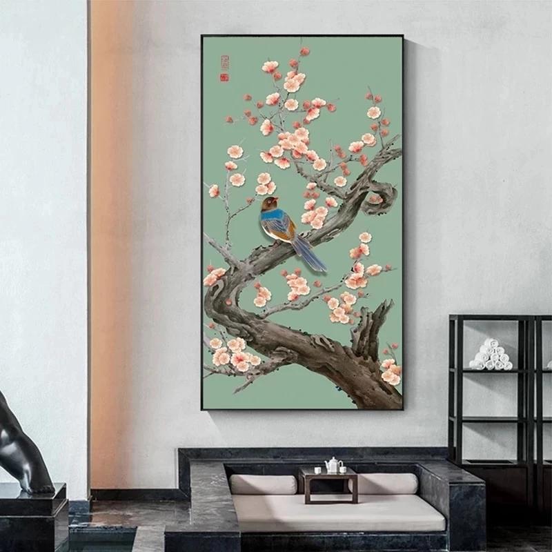 Classical Chinese Style Flower and Bird Landscape Canvas Painting Wall Art Picture Posters and Prints for Living Room Home Decor No Frame