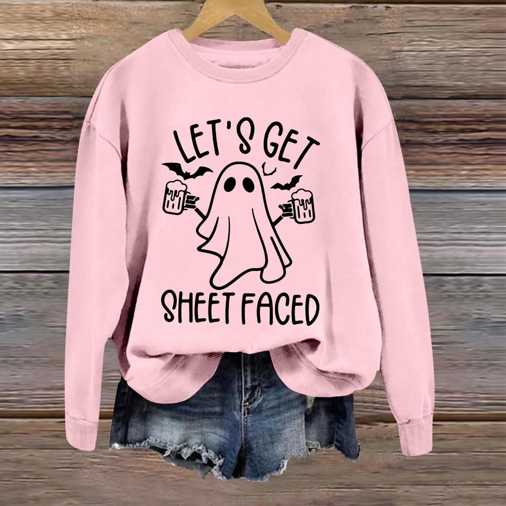Halloween Sweatshirts For Women Cute Ghost Long Sleeve T Shirt Fashion Sweatshirt