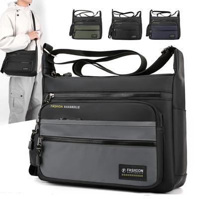 Men’s Messenger Bags Nylon Crossbody Bag Waterproof Shoulder Bags Multifunction Briefcase Travel Work Business Handbags Adjustable Strap