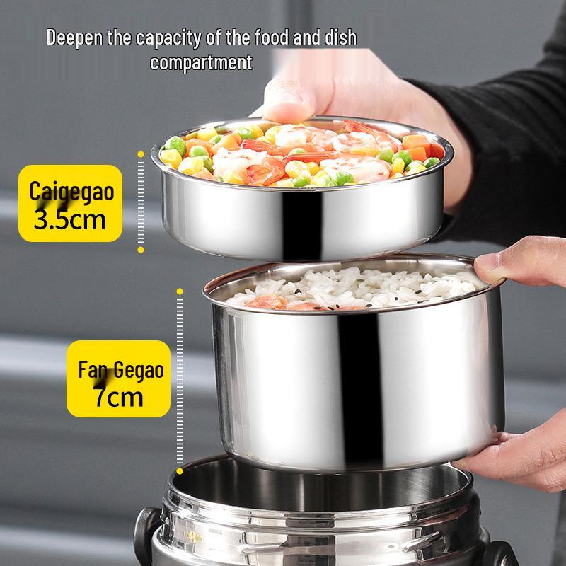 Winter Stainless Steel Insulated Multi-layer Lunch Box - Portable, Large Capacity, Keeps Food Hot for 24 Hours, Perfect for Home or Office.