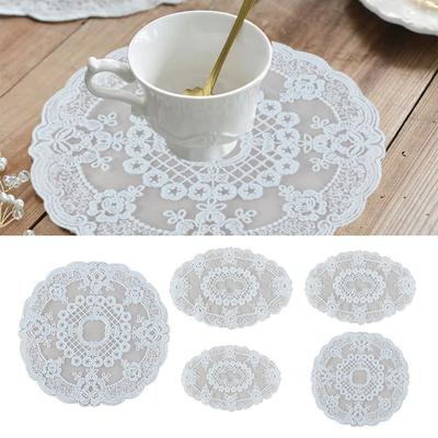 Kitchen Accessories Lace Embroidered Coaster Party Wedding Home Decorations Table Cloth